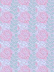 Leaf tropical seamless pattern line art pastel abstract.Leaves botanical hand drawn pastel color vector background.Foliage outlines flat style autumn illustration.Design for prints,textile,wrap,paper.