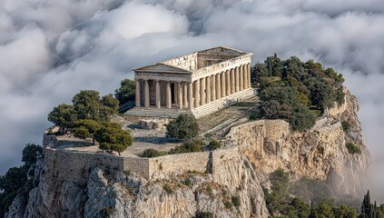 Fototapeta premium Floating Island Parthenon Athens Greece Aerial View