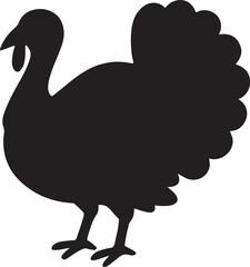 Silhouette of a turkey, perfect for wildlife, farm, Thanksgiving, and bird-themed designs.