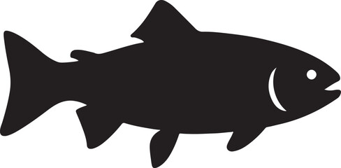 Silhouette of a trout, perfect for fishing, freshwater, wildlife, and aquatic designs.