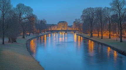 Obraz premium City river at twilight