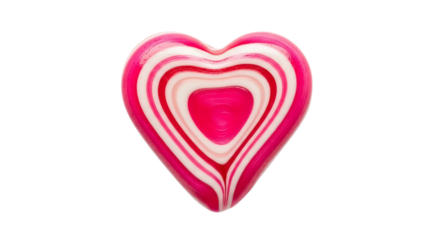 Red and white candy heart isolated on transparent background