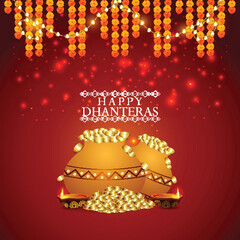 Happy dhanteras festival with coin
