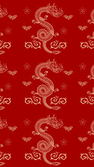Vibrant traditional red and gold Chinese dragon pattern for festive celebrations and cultural designs