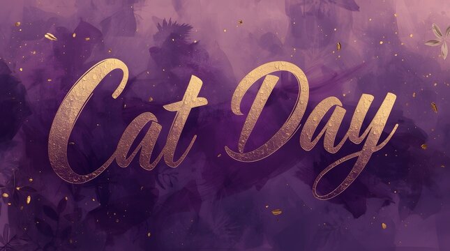 Purple and Gold Cat Day Poster