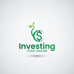 Fototapeta premium dollar currency logo growing like a sprout suitable for investment logo