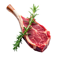 Raw beef steak with rosemary isolated on transparent background
