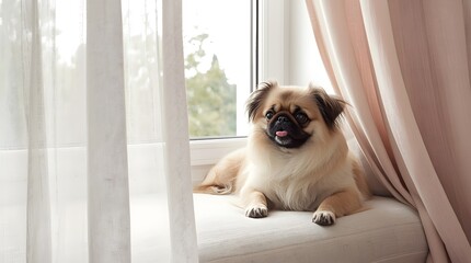 Puppy sitting on windowsill