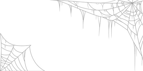 Corner Spider Web Vectors Set with Drips on a Transparent Background