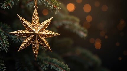 Elegant star decoration featuring Christian cross surrounded by warm candlelight for traditional Christmas worship

