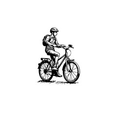 A cyclist enjoying a leisurely bike ride illustration art depicts freedom active lifestyle and fitness on two wheels