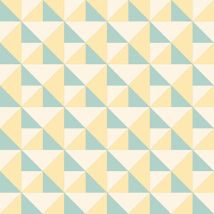 Retro geometric seamless pattern with pastel yellow and blue triangles creating a visually engaging background