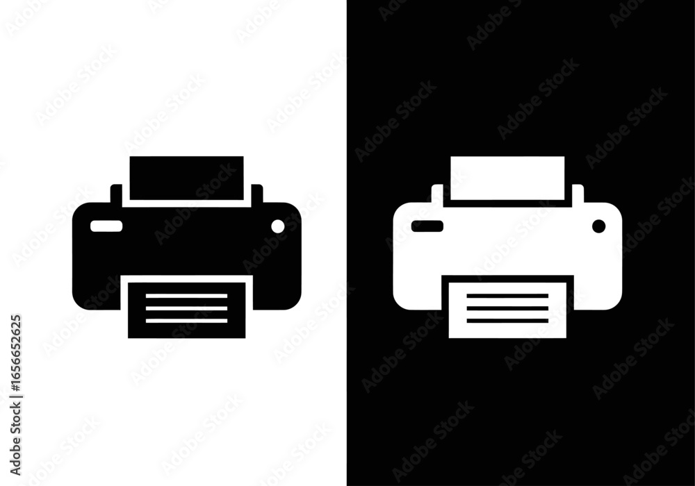 Fototapete printer icon: a clean and minimalistic representation of a printer. with two versions of the same ic