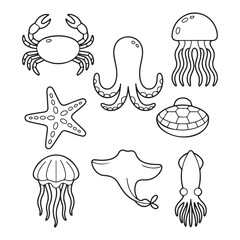 Fototapeta premium Cute Animal Line Art Icons for Nature-Themed Graphic Projects, Vector Icon Set