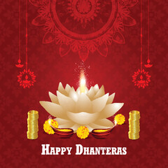 Creative gold coin pot for happy dhanteras indian festival