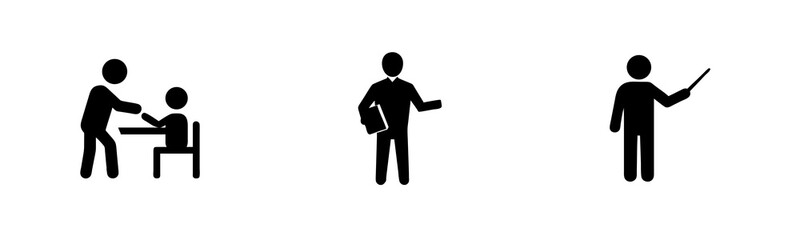 Three stick figures in different poses person isolated