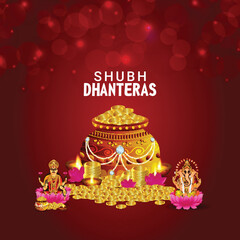 Happy dhanteras indian festival celebration greeting card