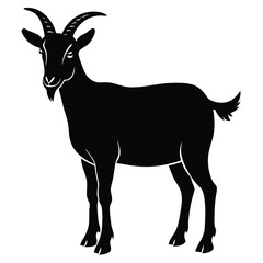 Obraz premium goat silhouette set, farm animal vector illustration, livestock black shape, countryside agriculture artwork, rustic goat graphic design