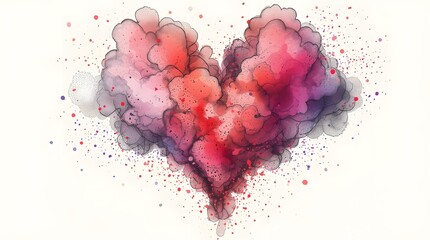Colorful Heart Explosion with Paint Splatters