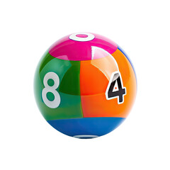 Colorful 8-Ball with different color sections and white numbers