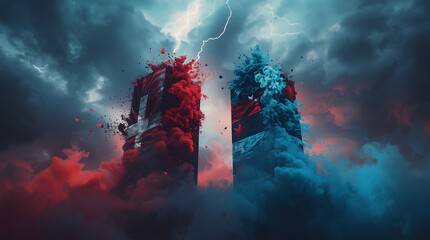 Digital Art Illustrating Powerful Contrasting Forces