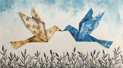 Birds Flying Together Above Flowers