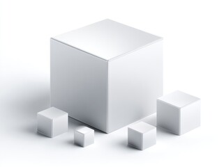 Abstract Minimalist Composition of White Cubes on White Background
