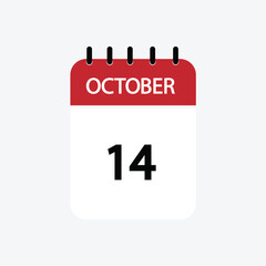 14 october calendar october calendar vector illustration