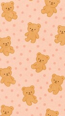 Cute teddy bear pattern wallpaper.