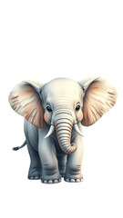 Obraz premium Cute baby elephant nursery animal isolated illustration for children Bohemian watercolor boho forest