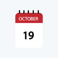 19 october calendar october calendar vector illustration
