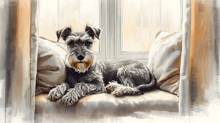 Dog Sitting on Sofa near Window