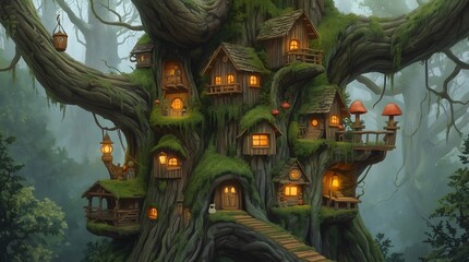 Fantasy House Surrounded by Nature, Treehouse Village, Forest Enchanted Home