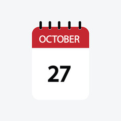 27 october calendar october calendar vector illustration