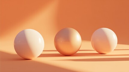 Three spheres in soft light a minimalist 3d render for product mockups and design