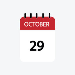 29 october calendar october calendar vector illustration