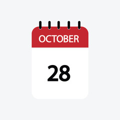 28 october calendar october calendar vector illustration