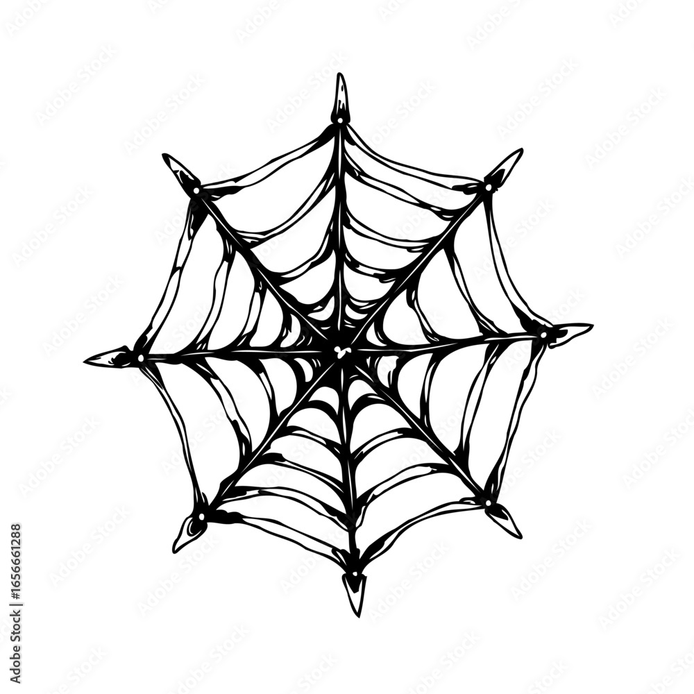 Poster intricate spiderweb illustration for halloween graphic design with spooky arachnid web vector for ba