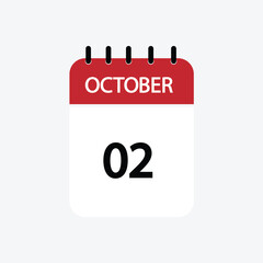 2 october calendar october calendar vector illustration
