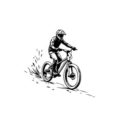 Dynamic mountain bike rider illustration showcasing speed and skill in extreme terrain activity in the nature environment