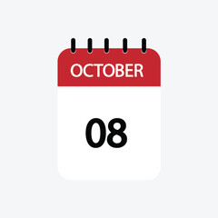 8 october calendar october calendar vector illustration