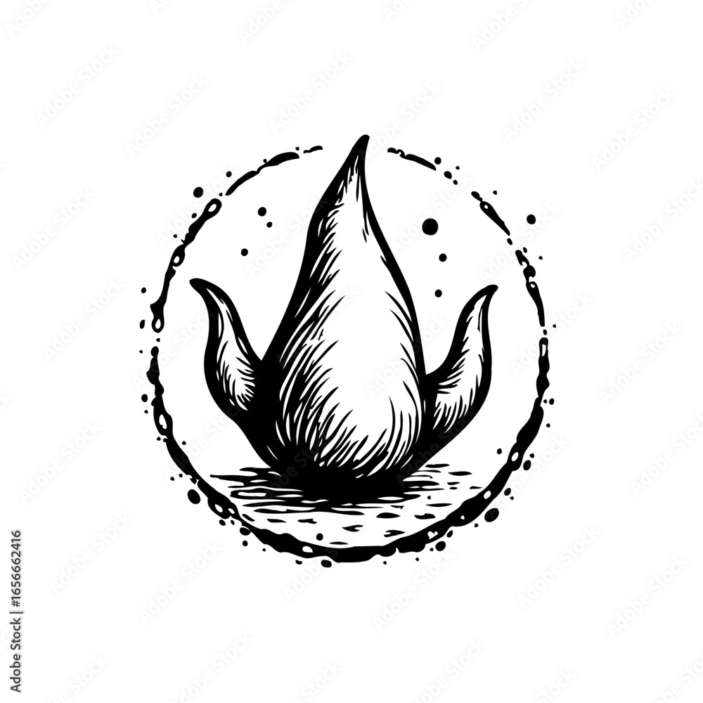 Fototapete abstract water drop illustration with a grungy circular border creating a unique and impactful visua