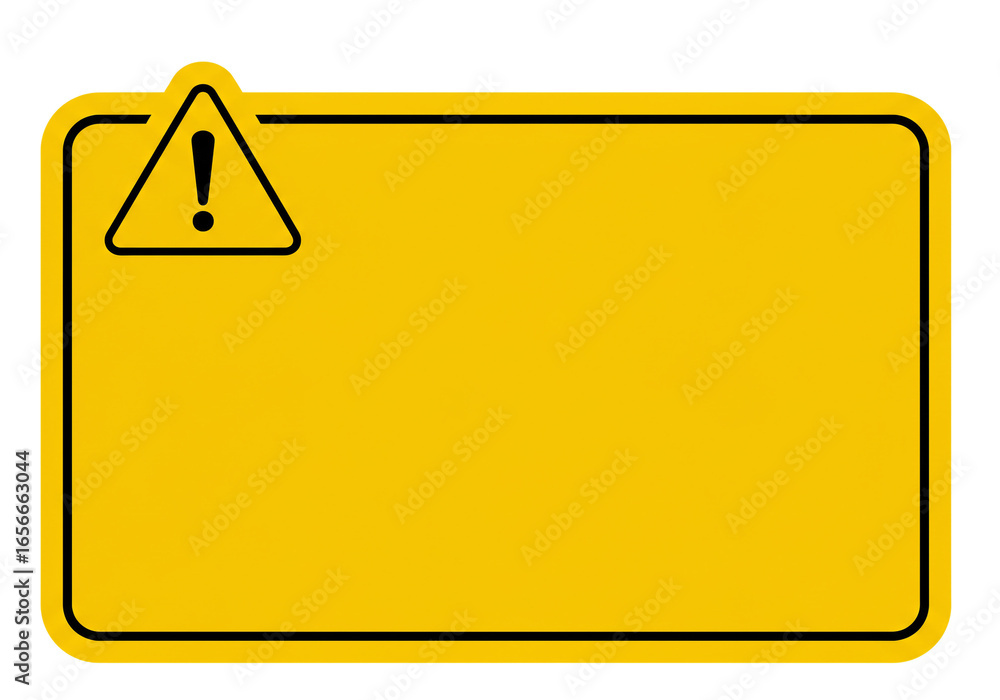 Aufkleber a yellow rectangular warning sign with a black border and exclamation point triangle on top