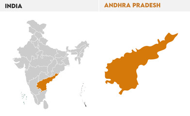 Fototapeta premium Andhra Pradesh administrative map, Indian states, suitable for education, business, presentations, print, web use, and creative geographic projects. Indian union territory.
