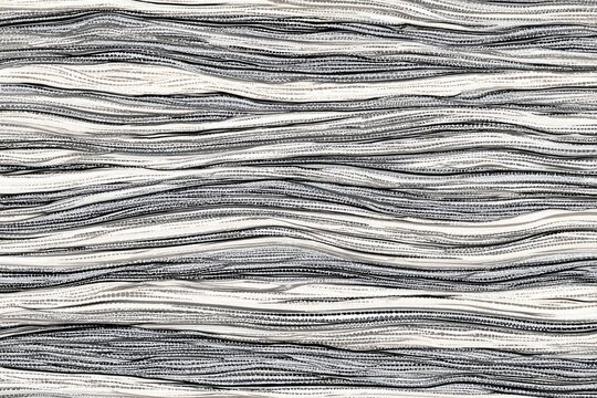 Textured fabric with wavy, horizontal stripes in shades of gray and white