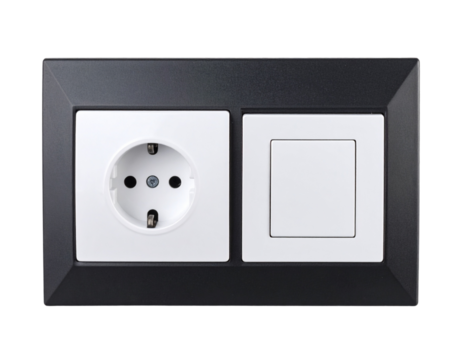 Close-Up of Single Electric Switch with Surrounding Outlet, Minimalist Cropped View, Isolated