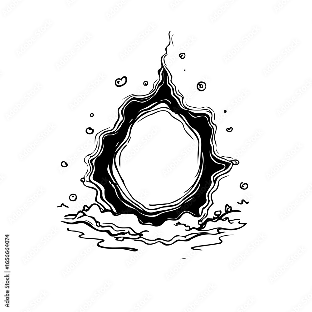Poster abstract black and white vortex illustration with swirling liquid lines creating mesmerizing effect 