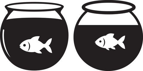Two fish in jars silhouette