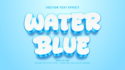 editable text effect water blue 3d style premium vector 