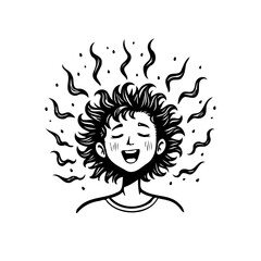 Illustration of a happy person experiencing joy and positive vibes emanating all around them with happiness